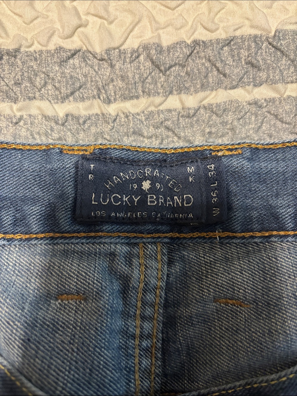 Lucky Brand Medium Blue Denim Jeans with Yellow Contrast Stitching